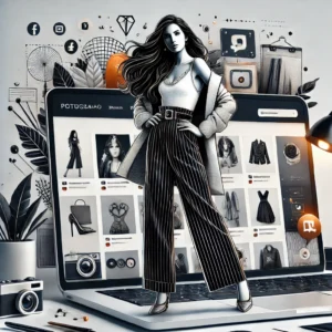 A professional and visually appealing thumbnail for a blog article titled 'How to Create an Impressive Portfolio as a Fashion Influencer'.