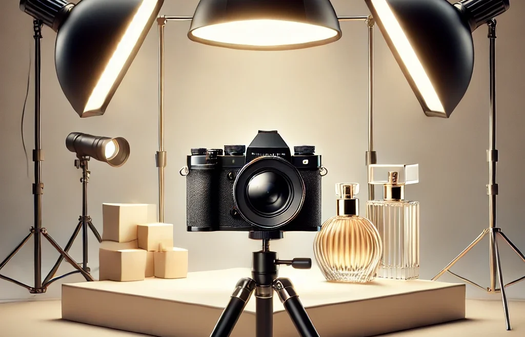 A visually striking thumbnail featuring a professional product photography setup. The image should showcase a high-quality lighting arrangement.