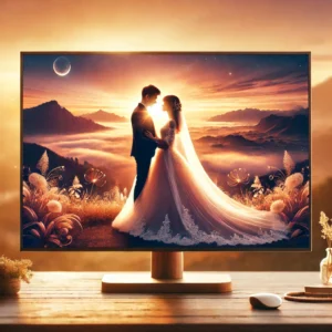 A visually stunning thumbnail featuring a romantic couple in a dreamy outdoor setting, perfectly posed for a pre-wedding photoshoot.