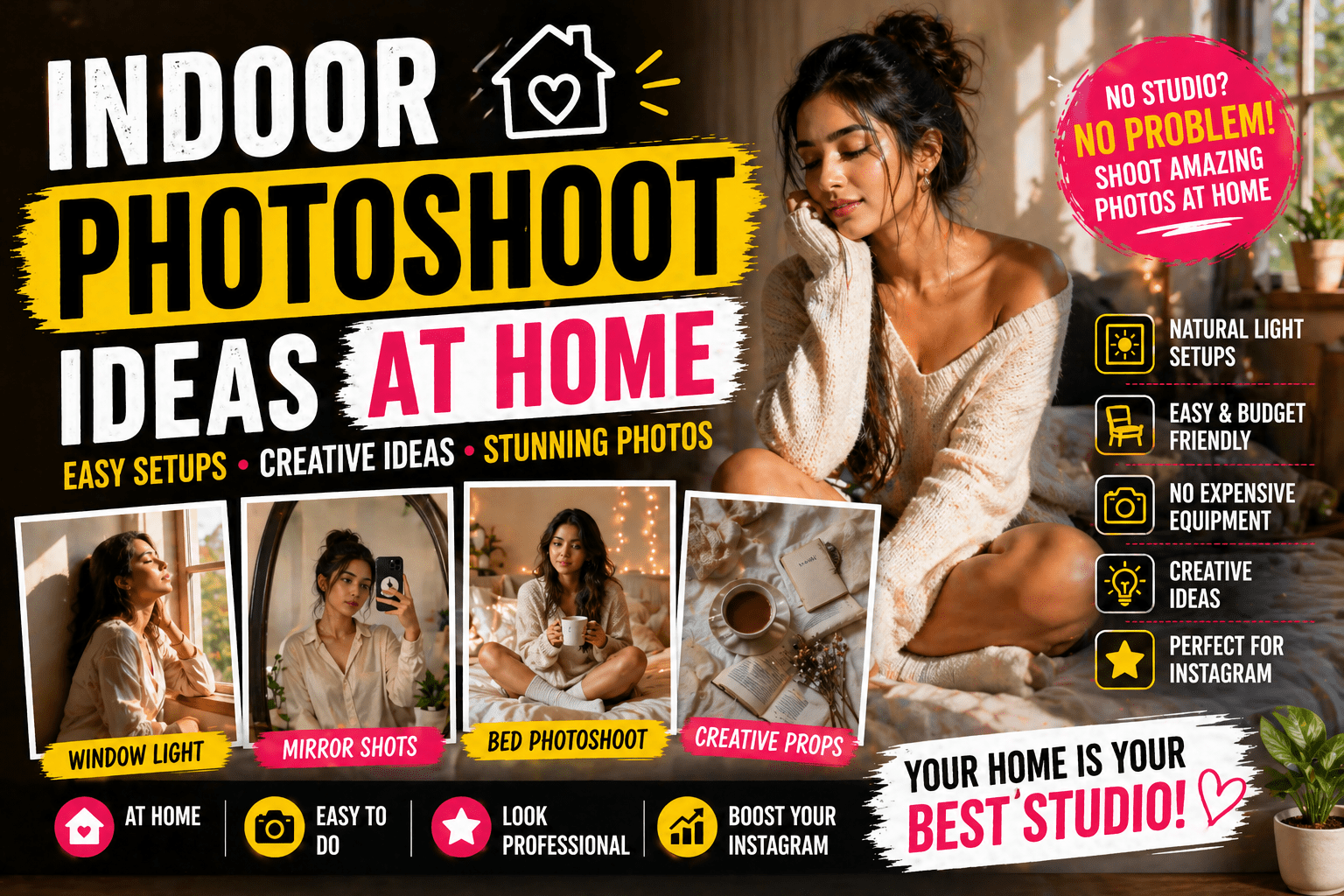 50 Indoor Photoshoot Ideas at Home: Creative Setups