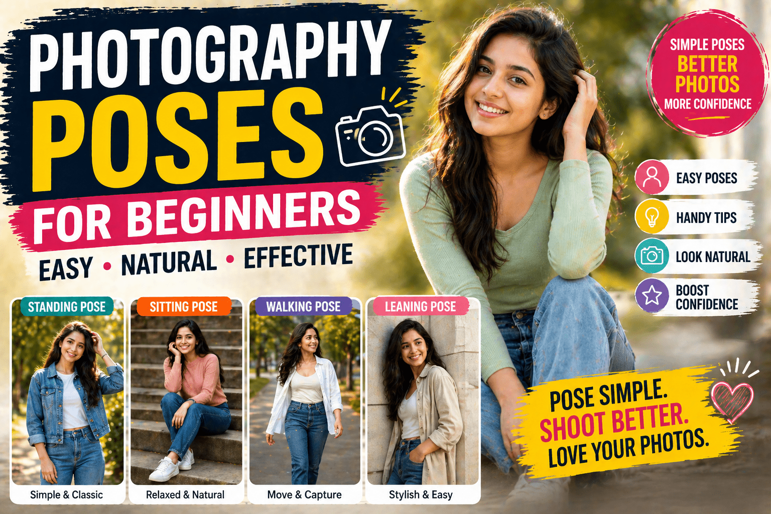 Photography Poses for Beginners: Easy & Natural Ideas
