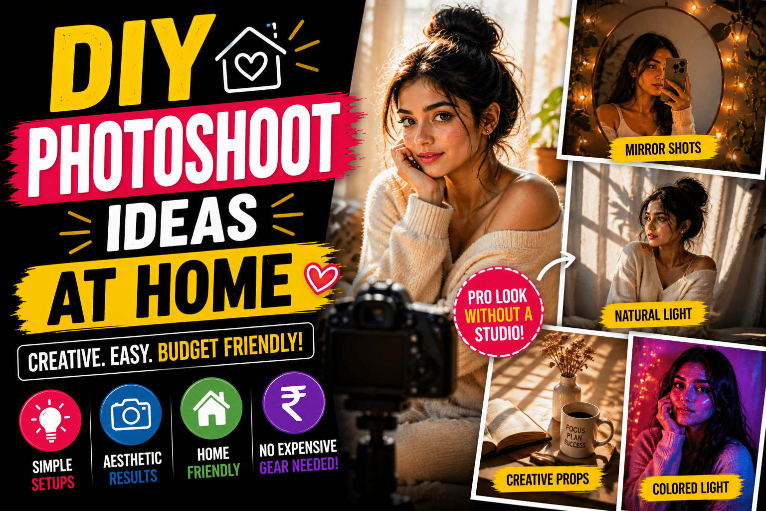 15 DIY Photoshoot Ideas at Home: Creative & Aesthetic Shots