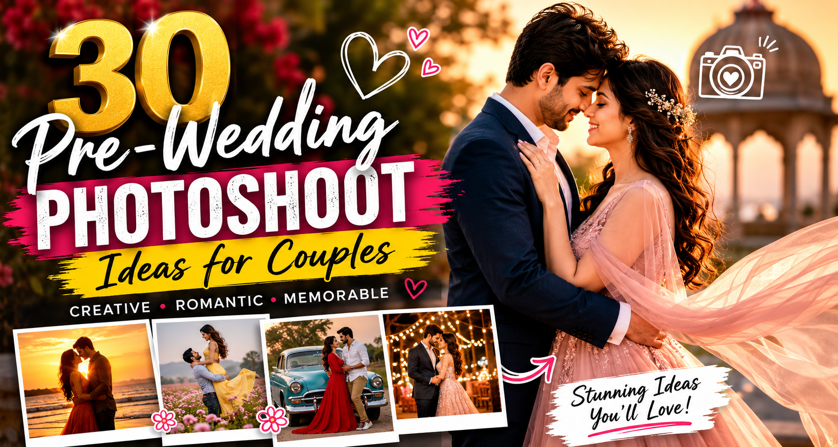 30 Pre-Wedding Photoshoot Ideas for Couples That Look Magical