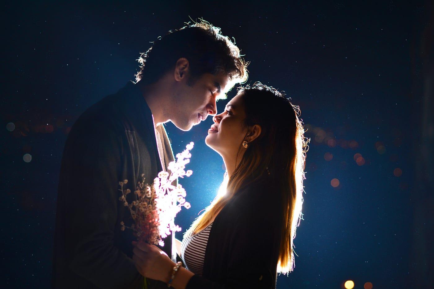 Romantic couple poses