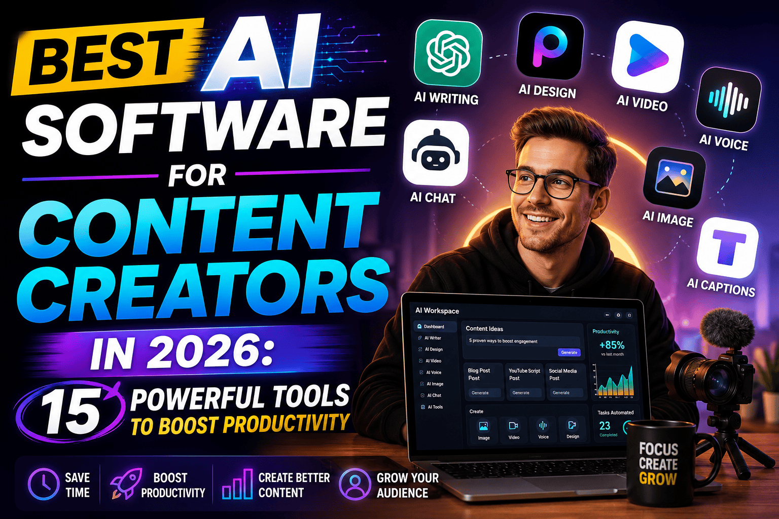 Best AI Software for Content Creators in 2026: 15 Powerful Tools to Boost Productivity